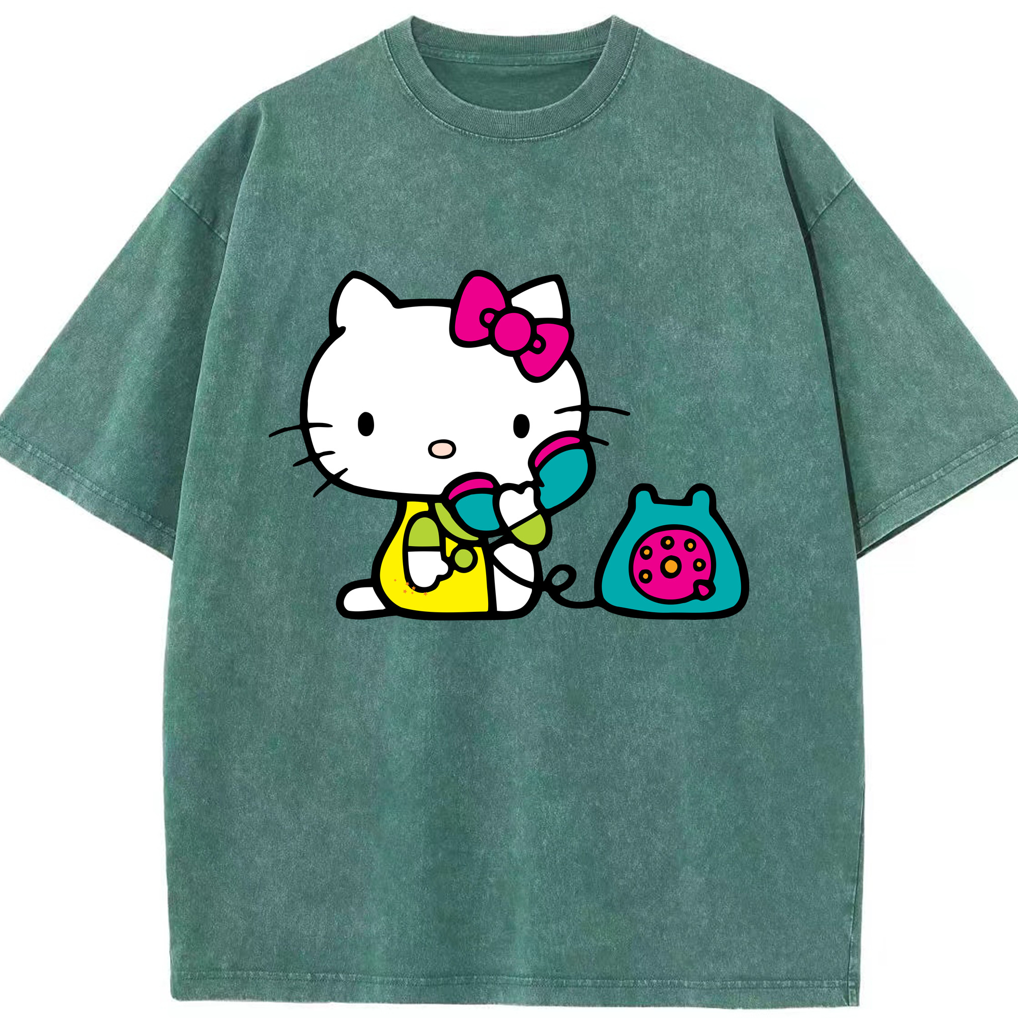 （画像用） Hello Kitty ハローキティ 綿100% ヴィンテージ風 半袖Tシャツ（フロントプリント）